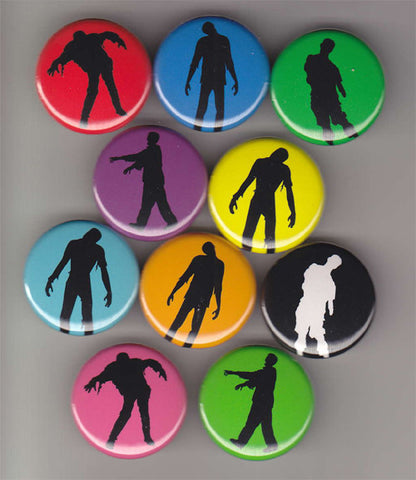 Zombie Silhouette Pinback Buttons or Magnets set of 10 - Pindependent Pinbacks